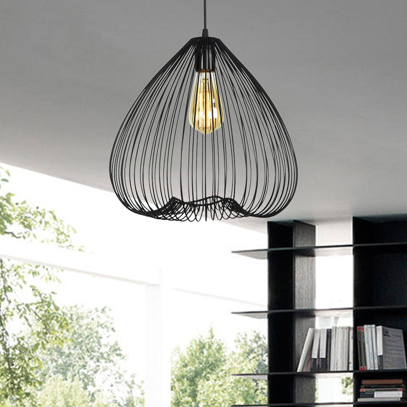 8 "/9.5" / 12 "de large 1 Light Light Hanging Light Metal Metal Caged Plafond Pendant