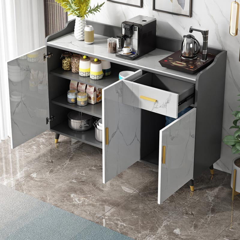 Glam Style Server Sintered Stone Top Server with Door and Drawer for Home Use