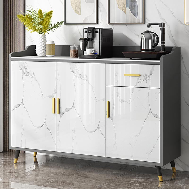 Glam Style Server Sintered Stone Top Server with Door and Drawer for Home Use