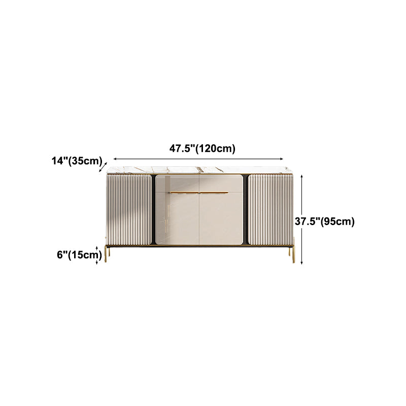 Stone Contemporary Sideboard Dining Room Adjustable Shelves Sideboard