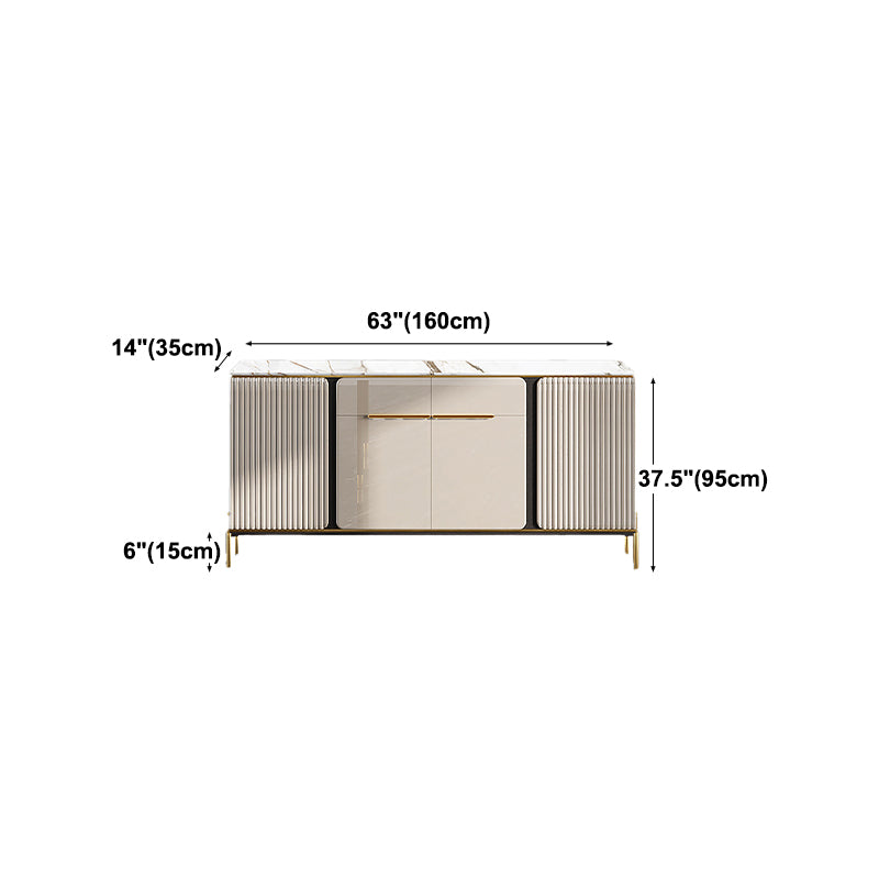 Stone Contemporary Sideboard Dining Room Adjustable Shelves Sideboard