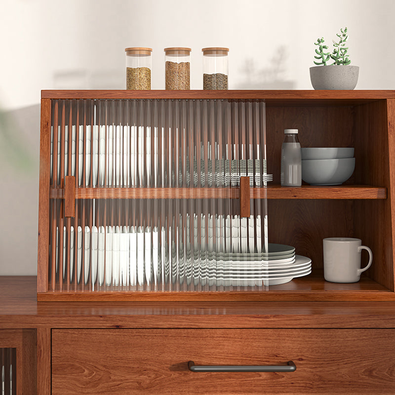 Contemporary Kitchen Dining Server Pine Solid Wood Dining Server with Glass Door