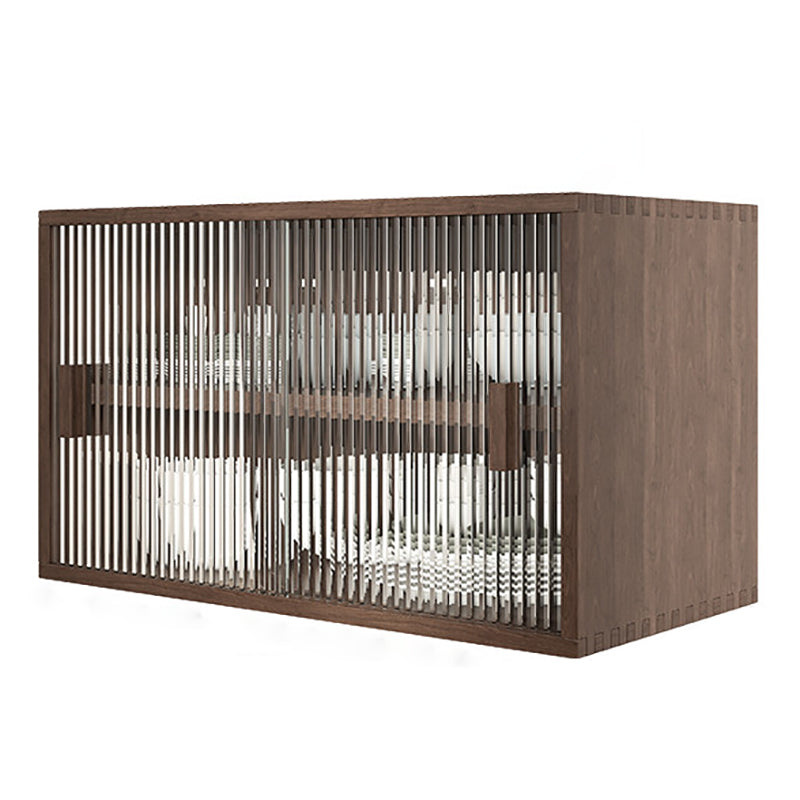 Contemporary Kitchen Dining Server Pine Solid Wood Dining Server with Glass Door