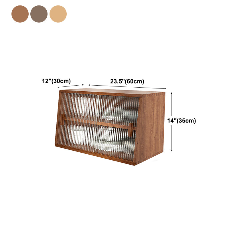 Contemporary Kitchen Dining Server Pine Solid Wood Dining Server with Glass Door