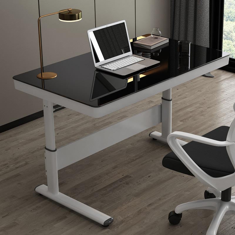 Contemporary Style Standing Desk Converter Metal Trestle Base Desk for Office