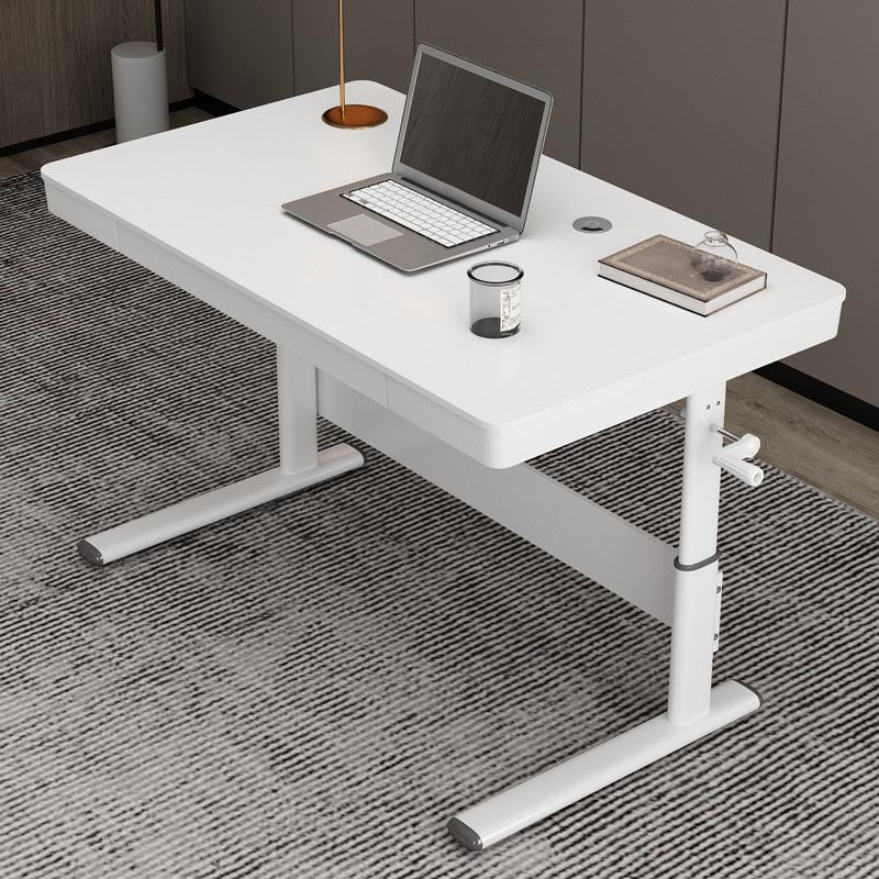 Contemporary Style Standing Desk Converter Metal Trestle Base Desk for Office