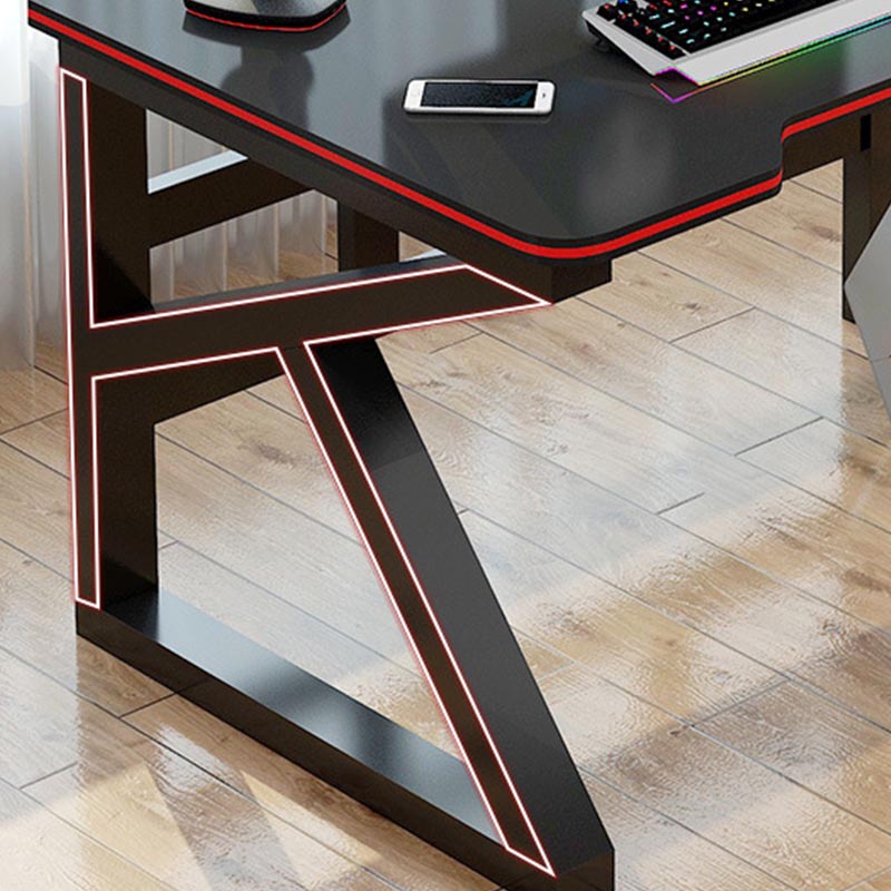 Industrial Trestle Base Computer Desk Black Manufactured Wood Top Desk