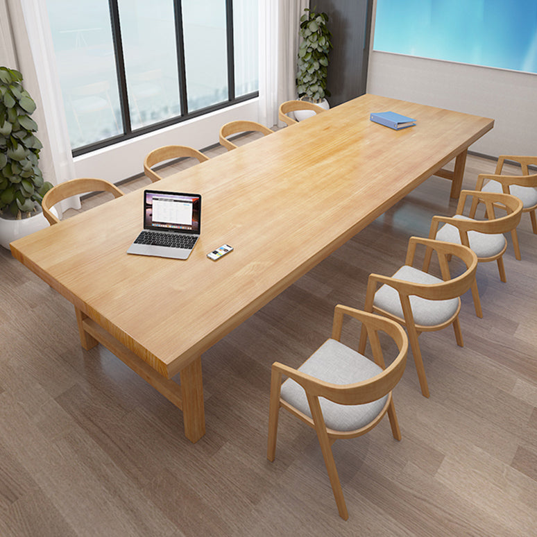 Pine Solid Wood Meeting Table Modern Style Rectangle Office Desk