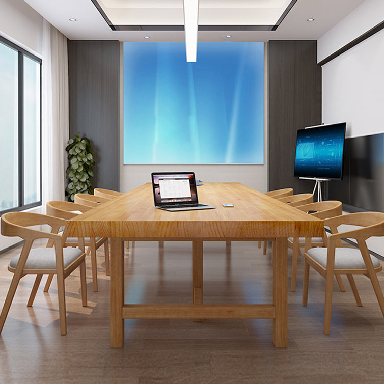 Pine Solid Wood Meeting Table Modern Style Rectangle Office Desk