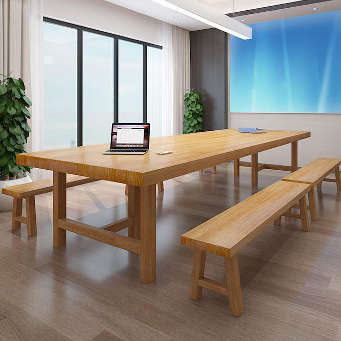 Pine Solid Wood Meeting Table Modern Style Rectangle Office Desk