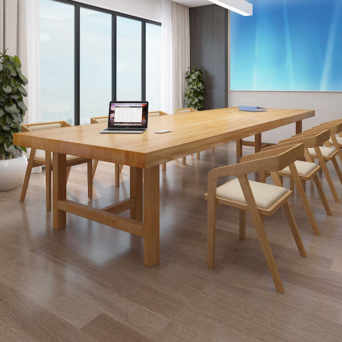 Pine Solid Wood Meeting Table Modern Style Rectangle Office Desk