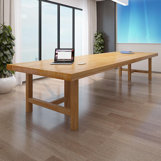 Pine Solid Wood Meeting Table Modern Style Rectangle Office Desk