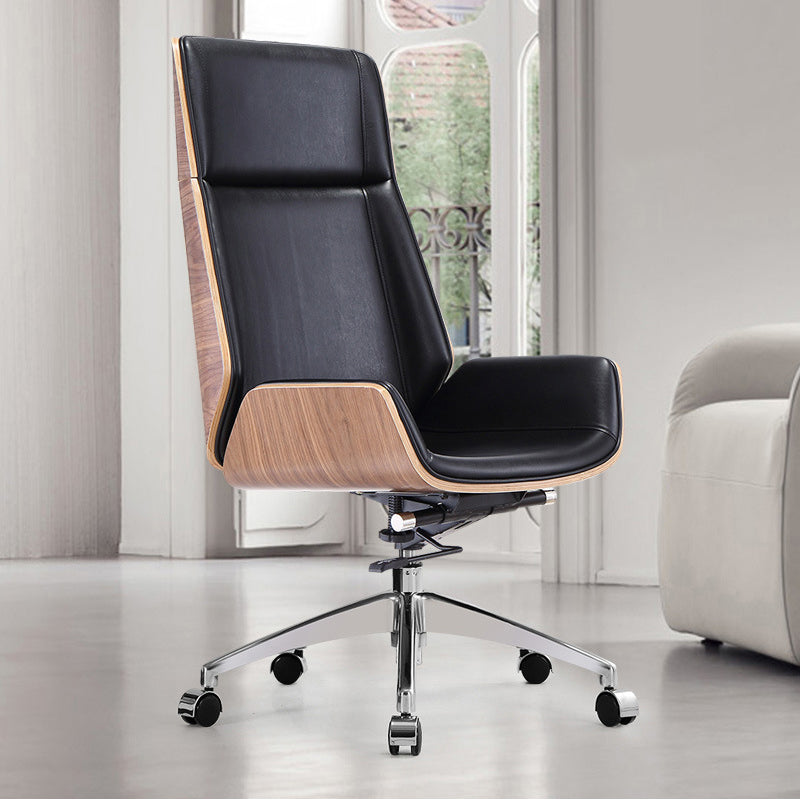 High Back Executive Chair Contemporary Armless Chair with Wheels