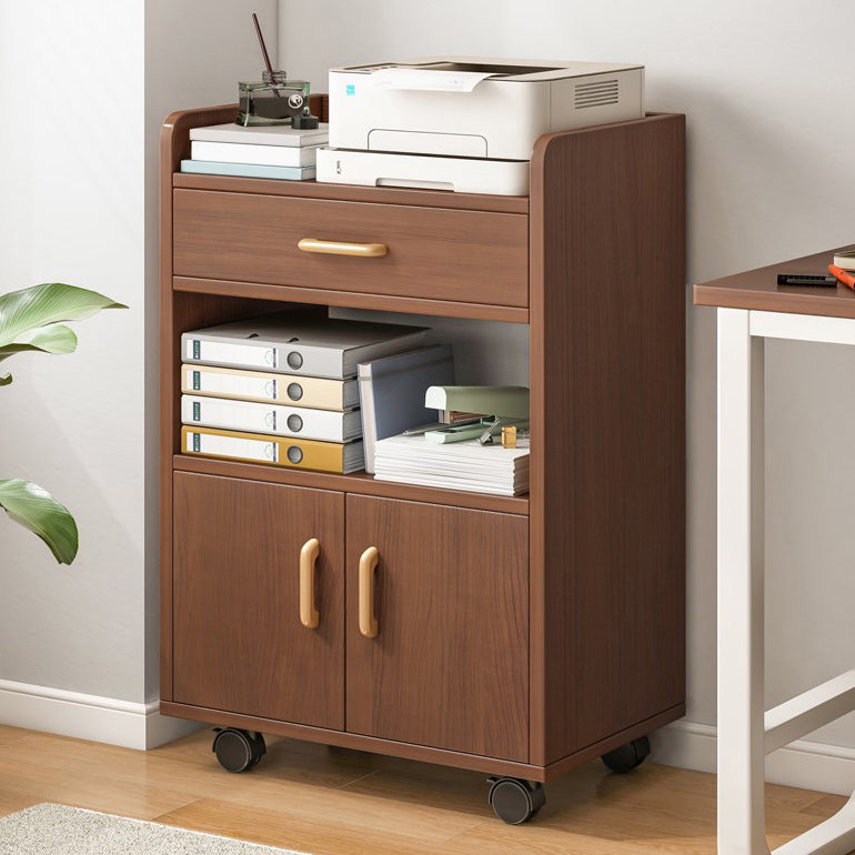 Contemporary Style Bookcase Open Back Bookshelf with Casters for Home Office