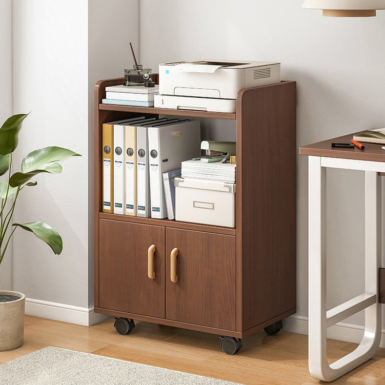 Contemporary Style Bookcase Open Back Bookshelf with Casters for Home Office