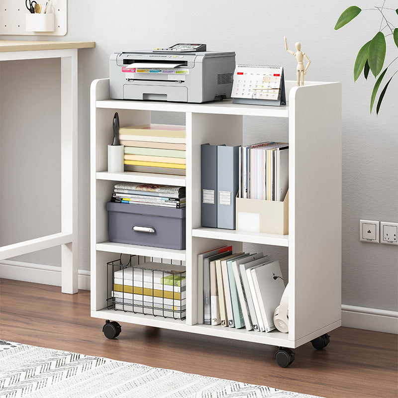 Contemporary Style Bookcase Open Back Bookshelf with Casters for Home Office