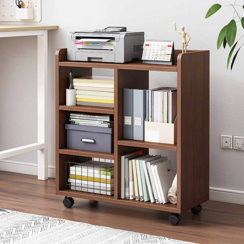 Contemporary Style Bookcase Open Back Bookshelf with Casters for Home Office