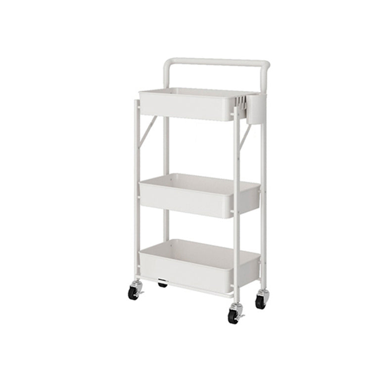 Modern Folding Bookcase Metal Etagere Bookshelf with Caster Wheels for Home