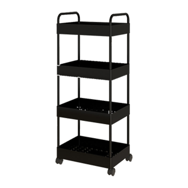 Modern Open Etagere Bookshelf Metal Frame Plastic Shelf Bookshelf with Caster Wheels