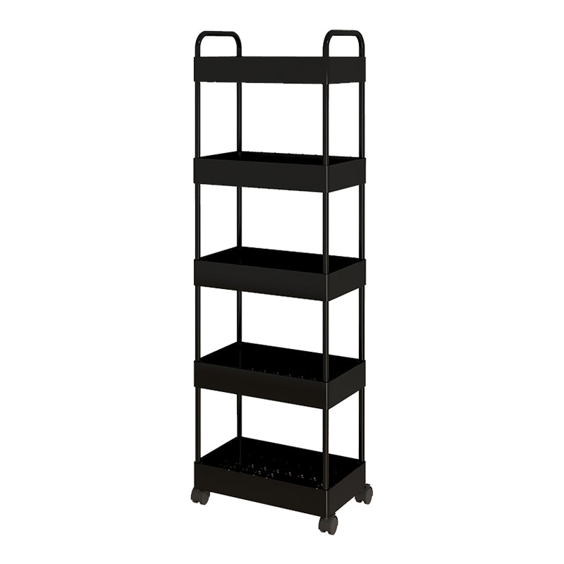 Modern Open Etagere Bookshelf Metal Frame Plastic Shelf Bookshelf with Caster Wheels