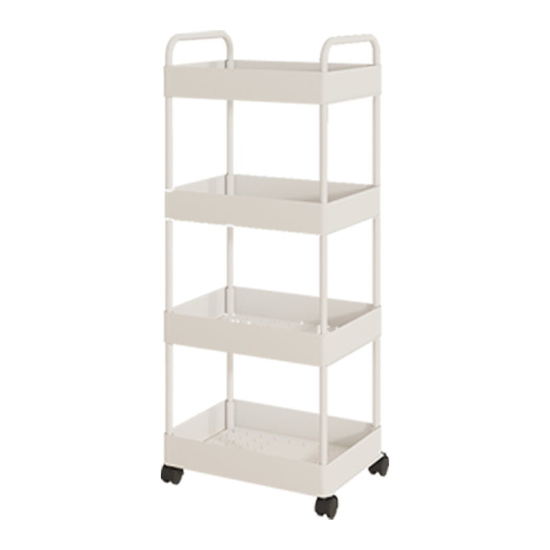 Modern Open Etagere Bookshelf Metal Frame Plastic Shelf Bookshelf with Caster Wheels