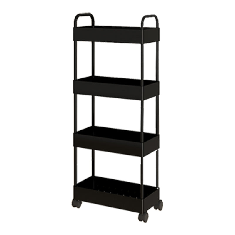 Modern Open Etagere Bookshelf Metal Frame Plastic Shelf Bookshelf with Caster Wheels