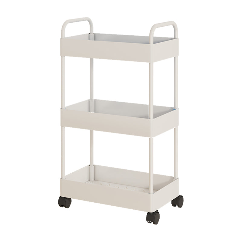 Modern Open Etagere Bookshelf Metal Frame Plastic Shelf Bookshelf with Caster Wheels