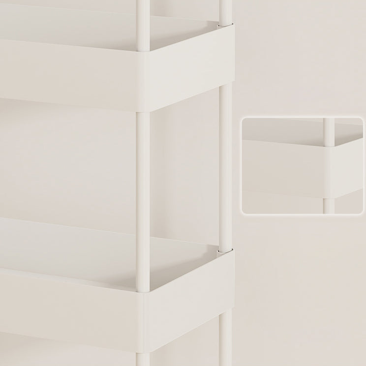 Modern Open Etagere Bookshelf Metal Frame Plastic Shelf Bookshelf with Caster Wheels