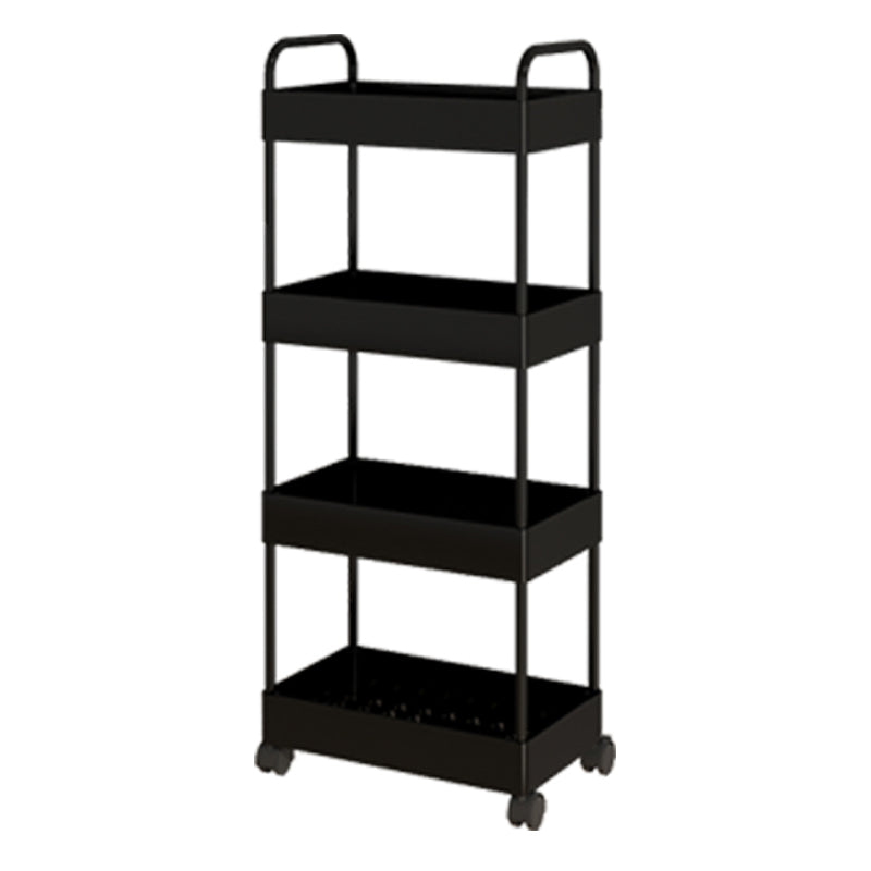 Modern Open Etagere Bookshelf Metal Frame Plastic Shelf Bookshelf with Caster Wheels