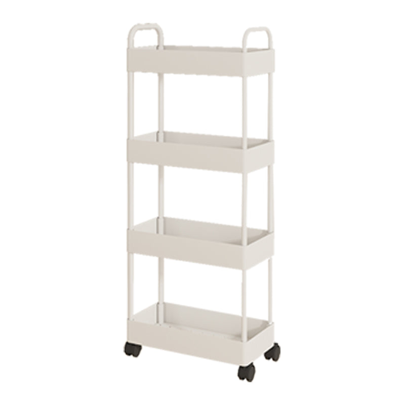 Modern Open Etagere Bookshelf Metal Frame Plastic Shelf Bookshelf with Caster Wheels