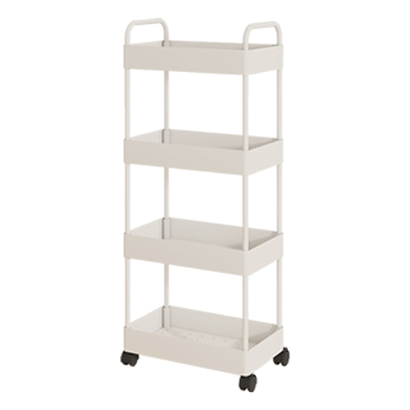 Modern Open Etagere Bookshelf Metal Frame Plastic Shelf Bookshelf with Caster Wheels