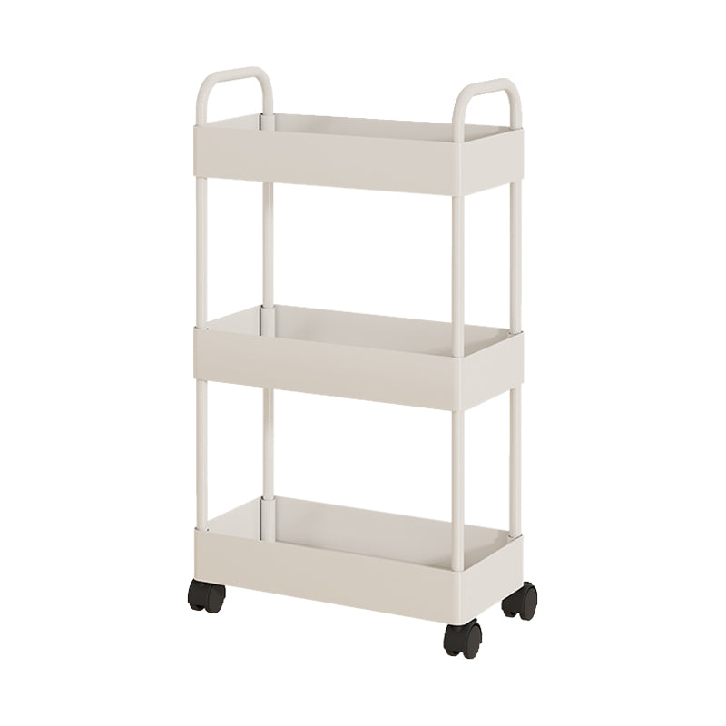 Modern Open Etagere Bookshelf Metal Frame Plastic Shelf Bookshelf with Caster Wheels