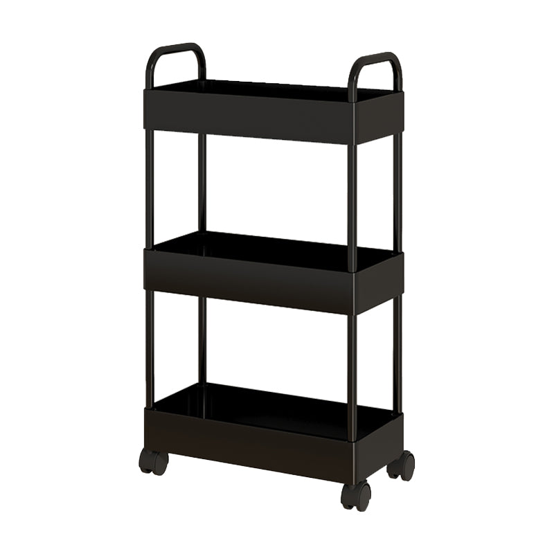 Modern Open Etagere Bookshelf Metal Frame Plastic Shelf Bookshelf with Caster Wheels