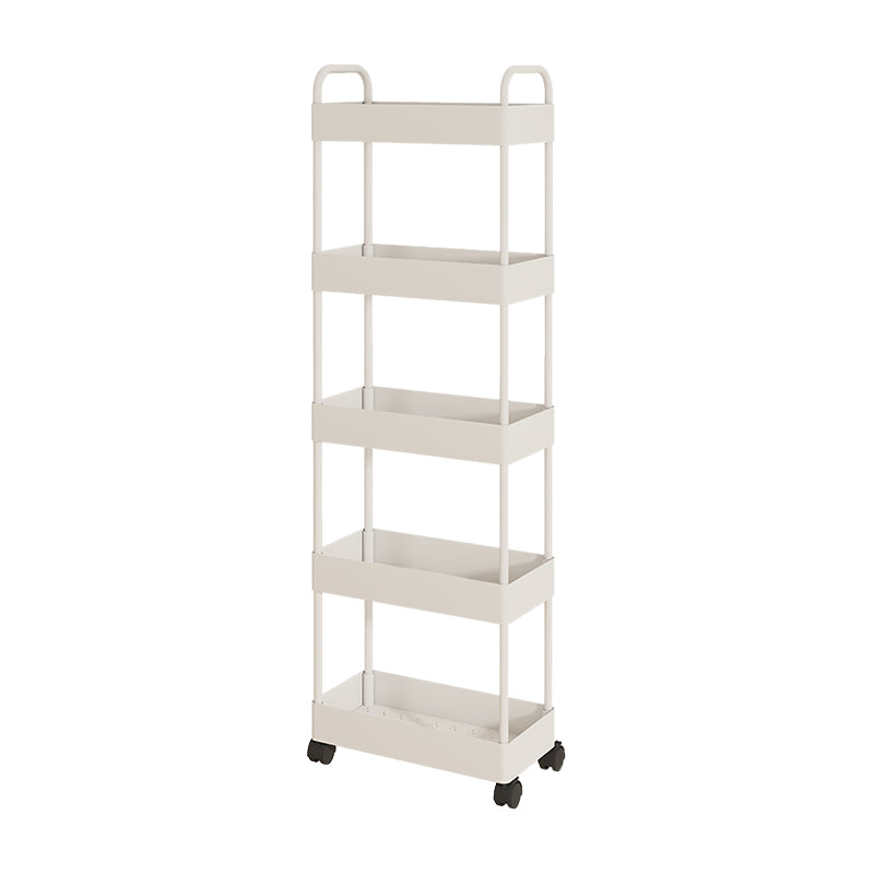 Modern Open Etagere Bookshelf Metal Frame Plastic Shelf Bookshelf with Caster Wheels