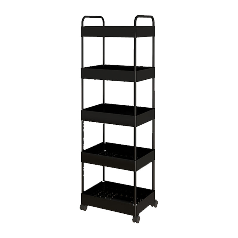 Modern Open Etagere Bookshelf Metal Frame Plastic Shelf Bookshelf with Caster Wheels