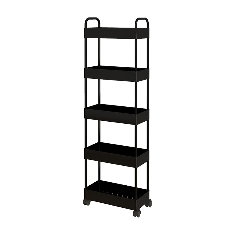 Modern Open Etagere Bookshelf Metal Frame Plastic Shelf Bookshelf with Caster Wheels