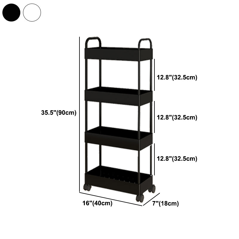 Modern Open Etagere Bookshelf Metal Frame Plastic Shelf Bookshelf with Caster Wheels