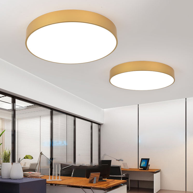 Modern Metal Ceiling Light Round Gold LED Flush Mount Light for Office