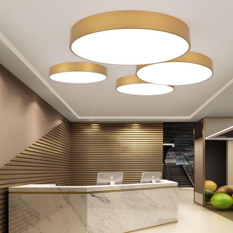 Modern Metal Ceiling Light Round Gold LED Flush Mount Light for Office