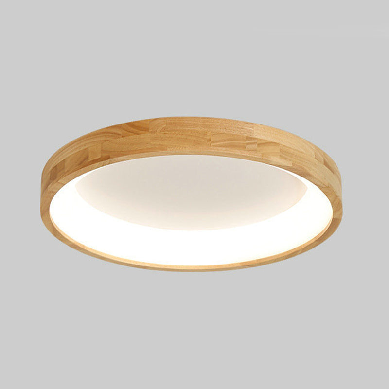 Wooden Circular LED Ceiling Lamp Simplicity Bedroom Flush Mount Light