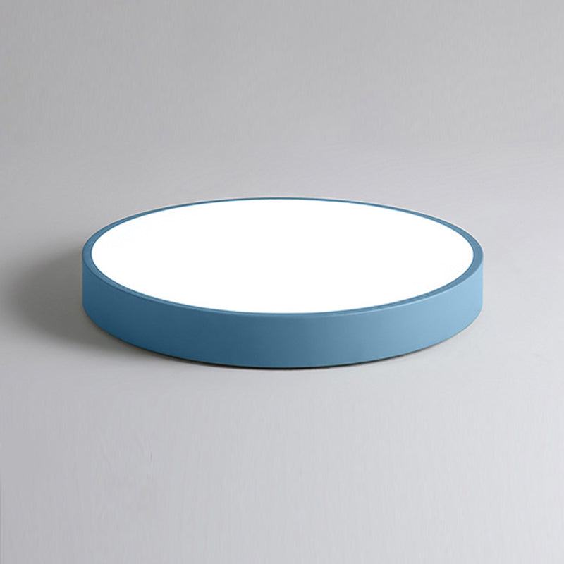 Macaron Style LED Ceiling Light Fixture Round Metallic Flush Light for Bedroom