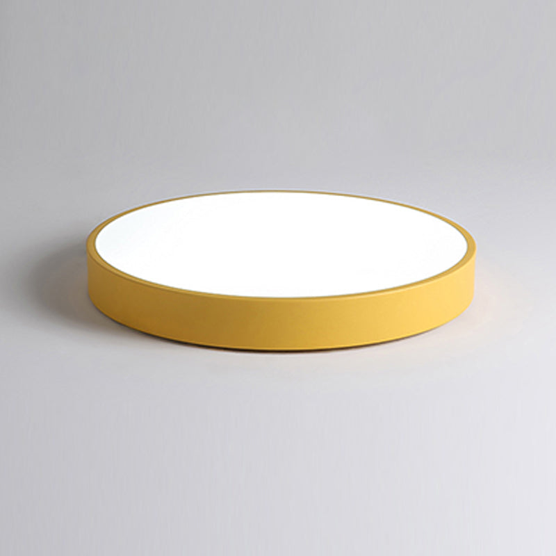 Macaron Style LED Ceiling Light Fixture Round Metallic Flush Light for Bedroom