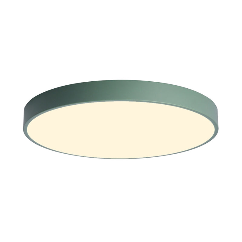 Macaron Style LED Ceiling Light Fixture Round Metallic Flush Light for Bedroom