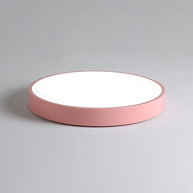 Macaron Style LED Ceiling Light Fixture Round Metallic Flush Light for Bedroom