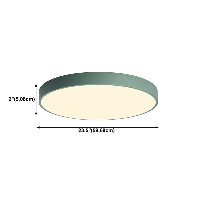 Macaron Style LED Ceiling Light Fixture Round Metallic Flush Light for Bedroom