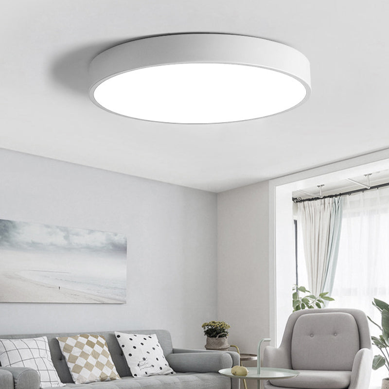 Macaron Style LED Ceiling Light Fixture Round Metallic Flush Light for Bedroom