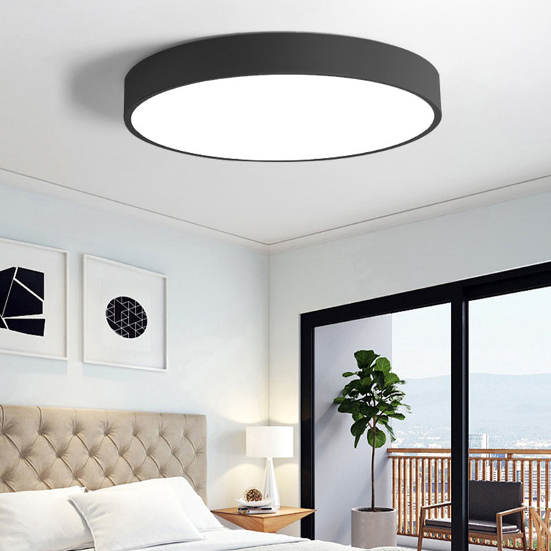 Macaron Style LED Ceiling Light Fixture Round Metallic Flush Light for Bedroom