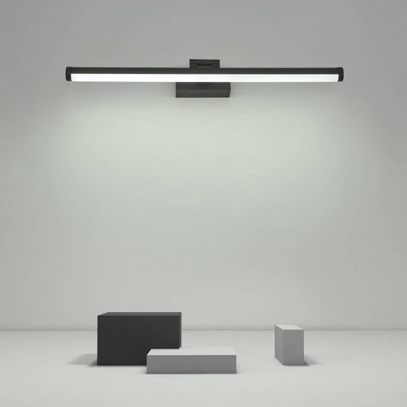 Modern Linear Wall Light Fixture Metal Single Light LED Mirror Light for Bathroom in Black