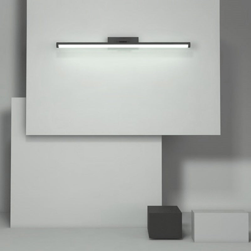 Modern Linear Wall Light Fixture Metal Single Light LED Mirror Light for Bathroom in Black