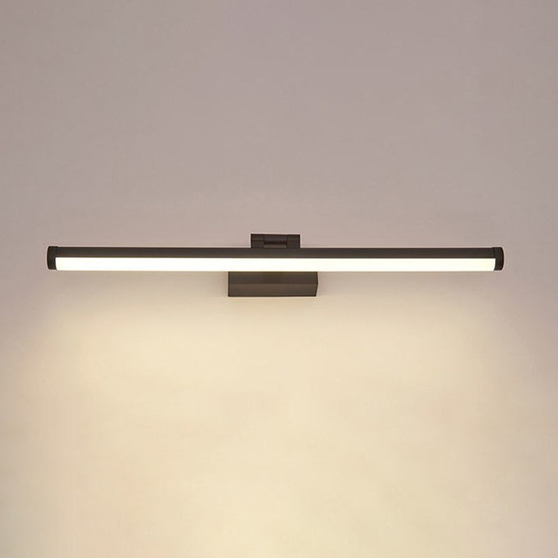 Modern Linear Wall Light Fixture Metal Single Light LED Mirror Light for Bathroom in Black